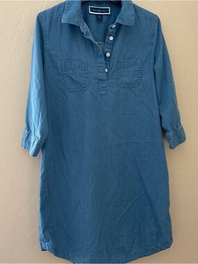 Karen Scott Blue Denim Tunic Dress with Chest Pockets